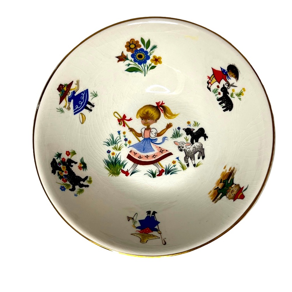 Vintage Arklow Republic of Ireland Little Bo Peep Nursery Rhyme Gold Trim Bowl J